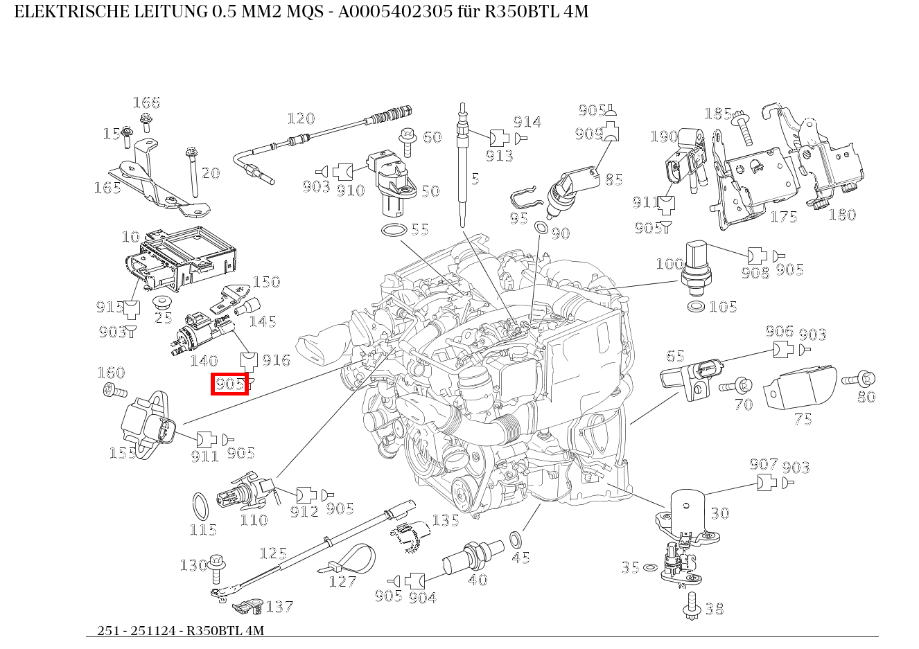 Elektrische Leitung 0.5 MM2 MQS R350BTL 4M 251