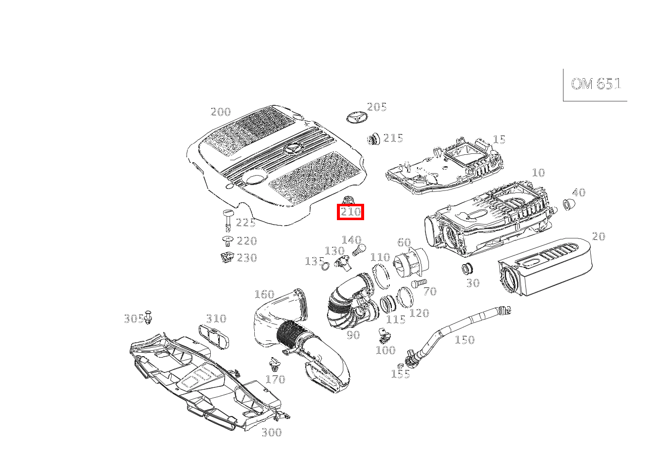 Elastomerlager ZWISCHEN ABDECKHAUBE UND ZYLINDERKOPF E 220 CDI T-Modell 253