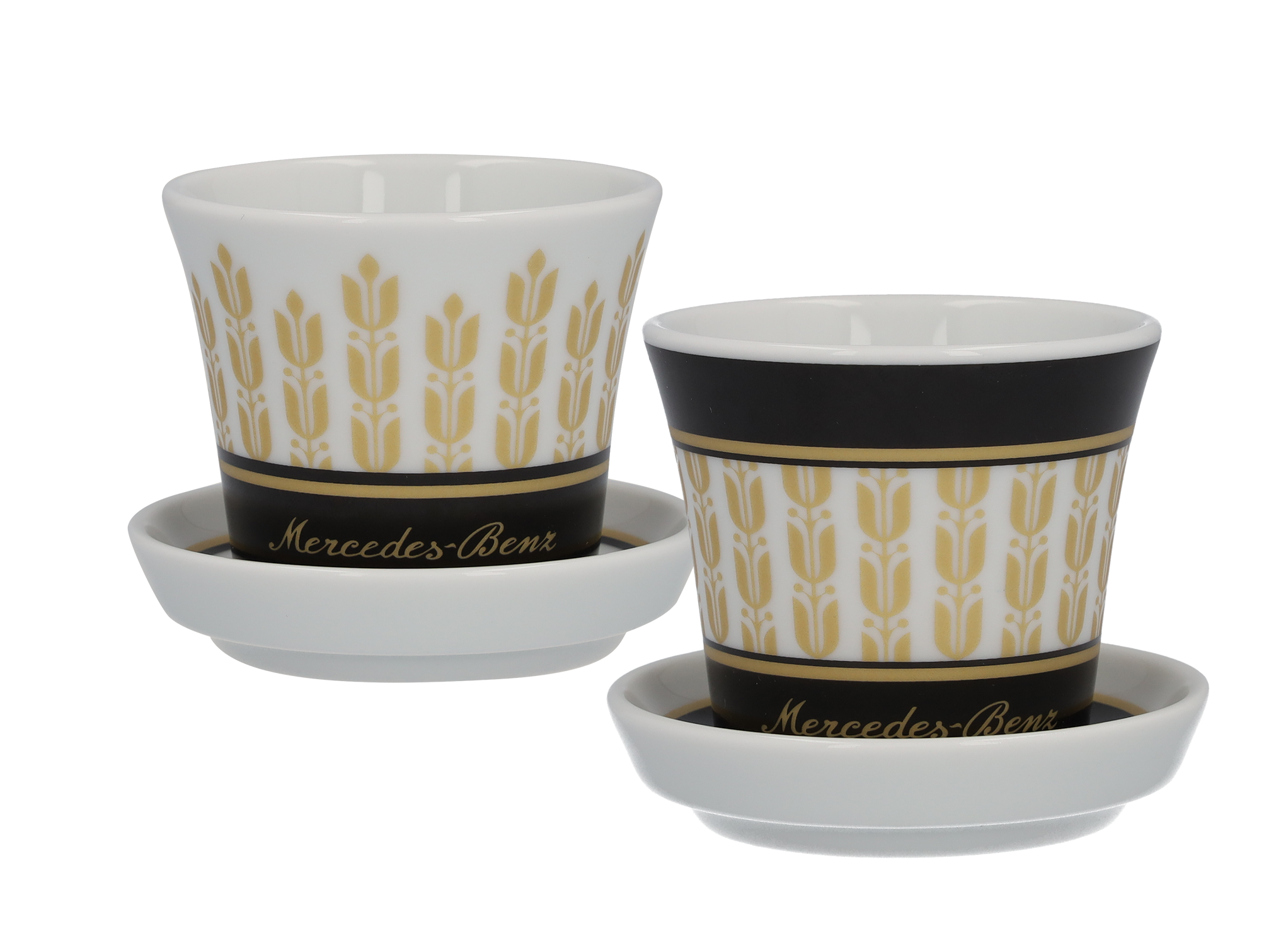 Mercedes-Benz - Espressotassen Set, 90 ml, 4-teilig, schwarz/weiß/goldfarben, Porzellan