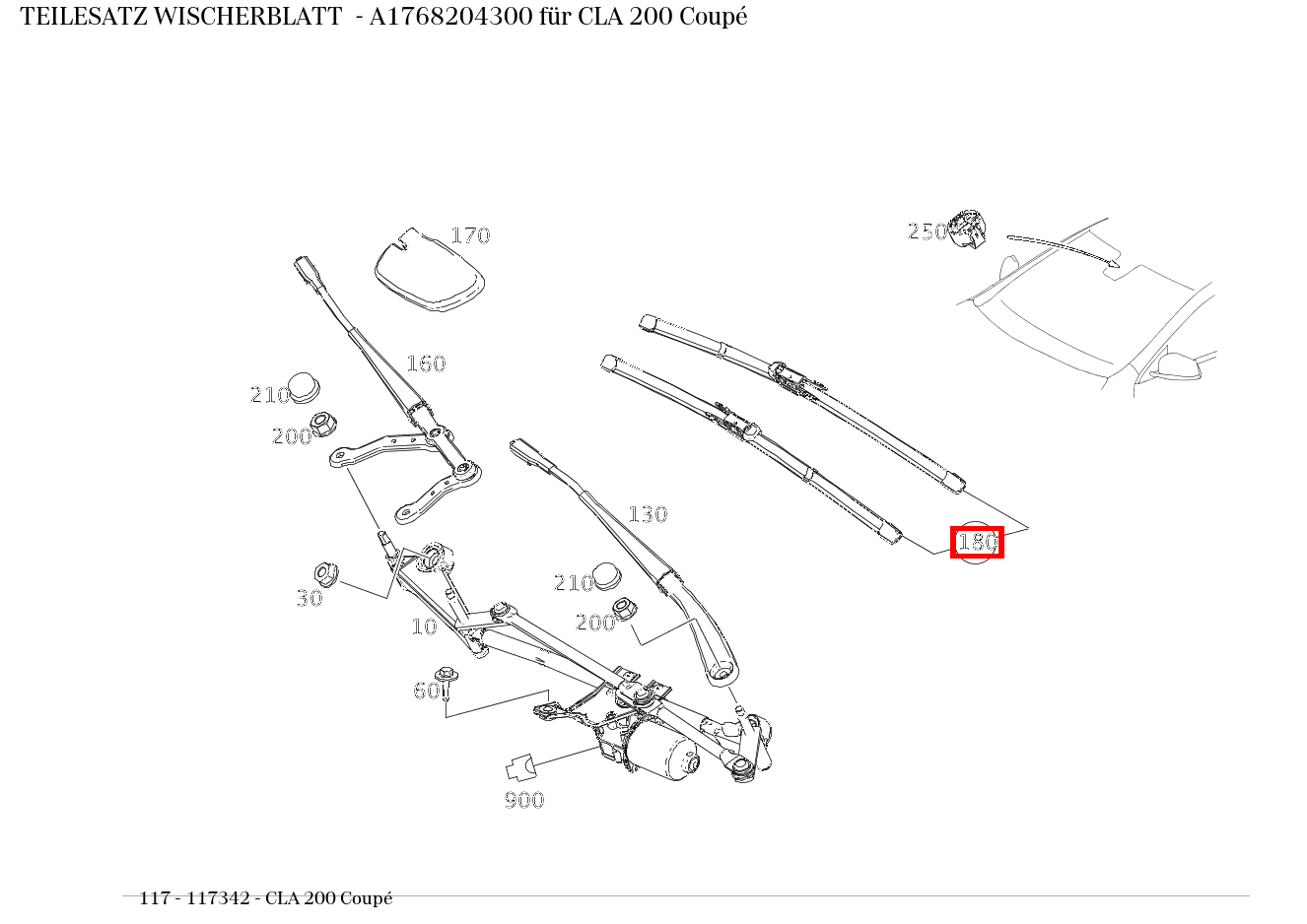 Teilesatz Wischerblatt CLA 200 Coupé 117