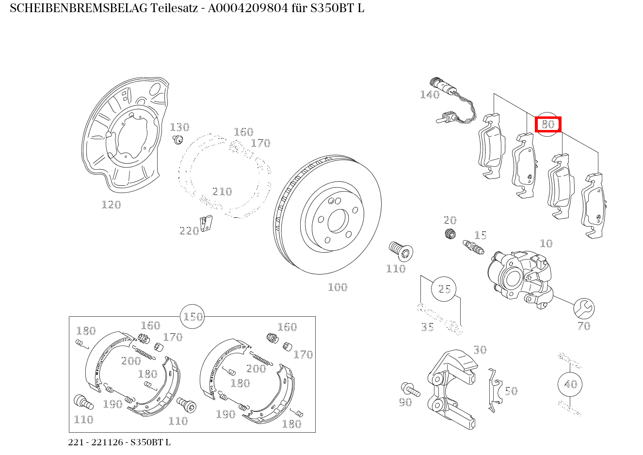 Scheibenbremsbelag Teilesatz S350BT L 221 Scheibenbremsbelag Teilesatz S350BT L 221