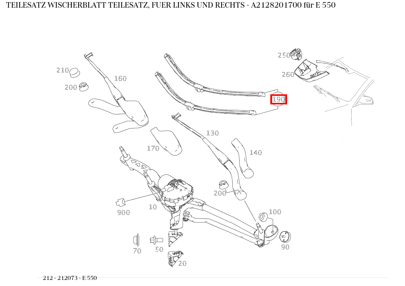 Teilesatz Wischerblatt TEILESATZ, FUER LINKS UND RECHTS E 550 212 Teilesatz Wischerblatt TEILESATZ, FUER LINKS UND RECHTS E 550 212