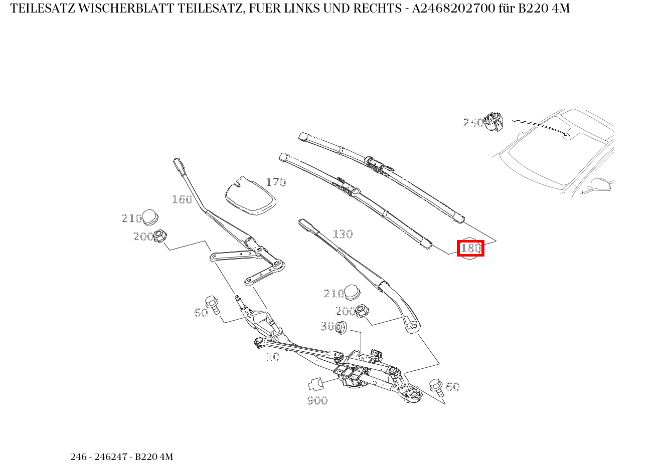 Teilesatz Wischerblatt TEILESATZ, FUER LINKS UND RECHTS B220 4M 246 Teilesatz Wischerblatt TEILESATZ, FUER LINKS UND RECHTS B220 4M 246