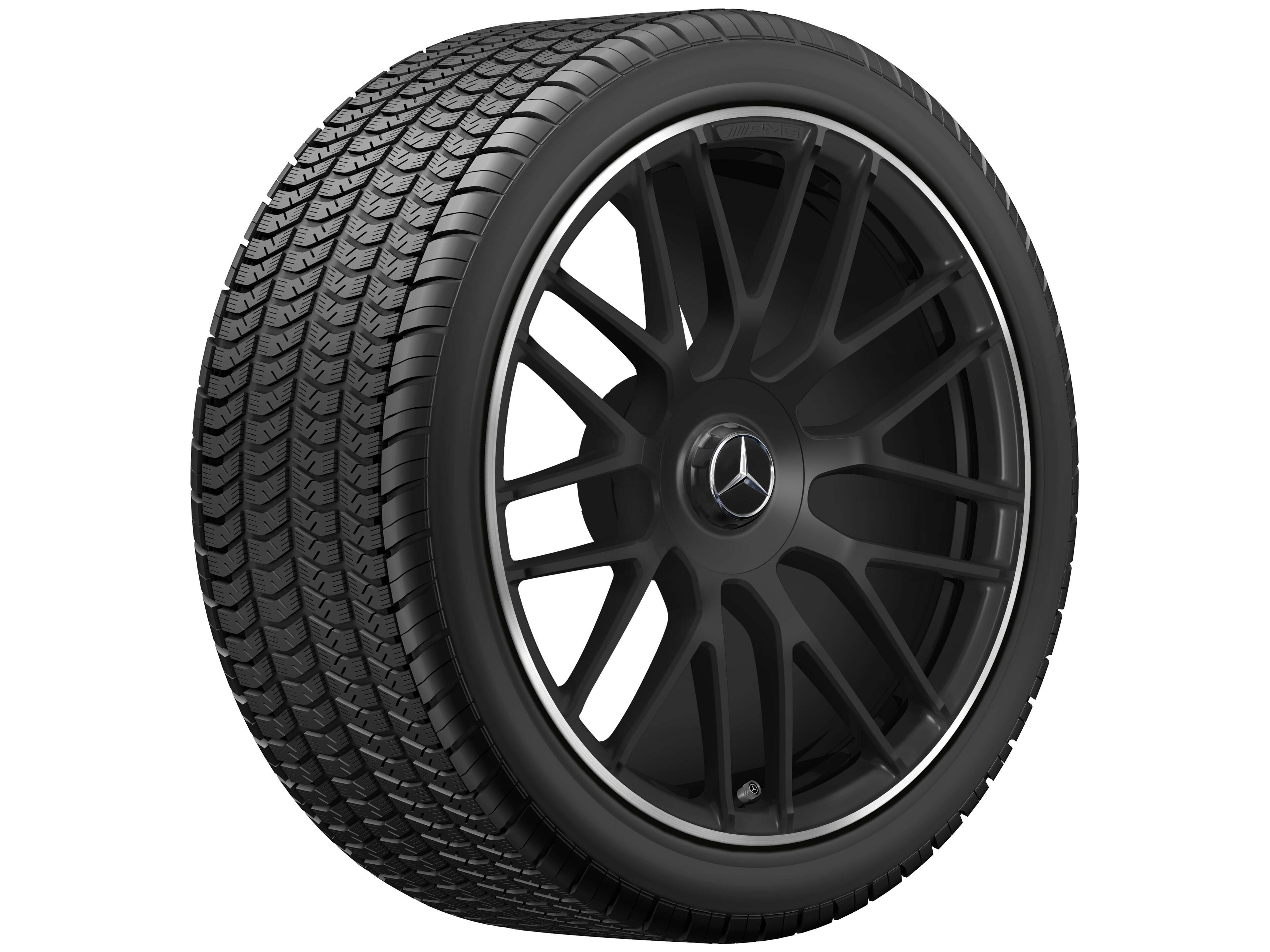AMG Schmiederad im Kreuzspeichen-Design, 50,8 cm (20 Zoll), Felgenhorn glanzgedreht 10,5 J x 20 ET 57, schwarz matt