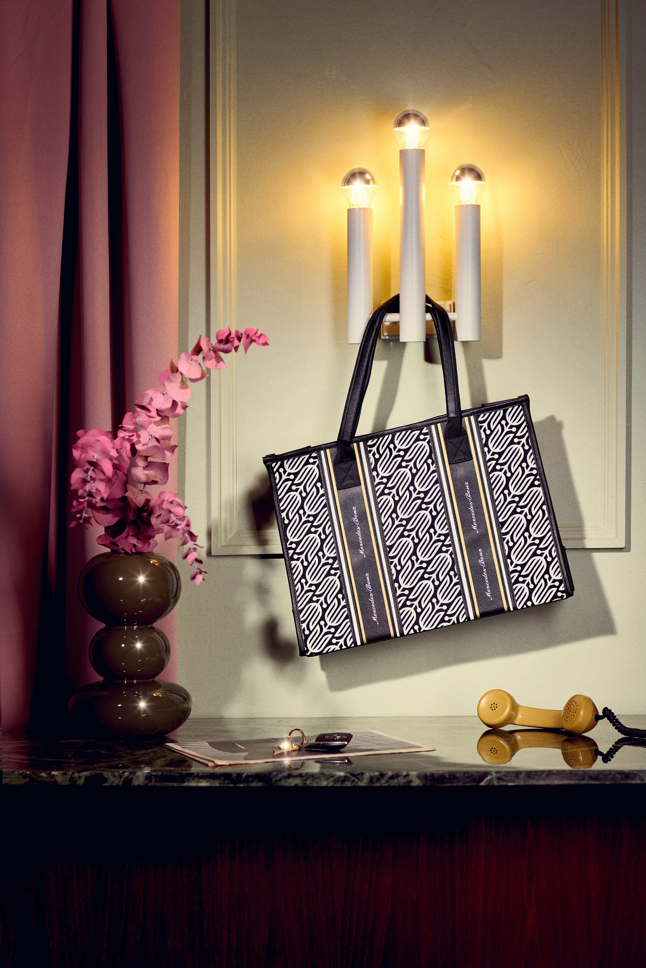 Mercedes-Benz - Shopper, schwarz/weiß, Baumwoll-Canvas