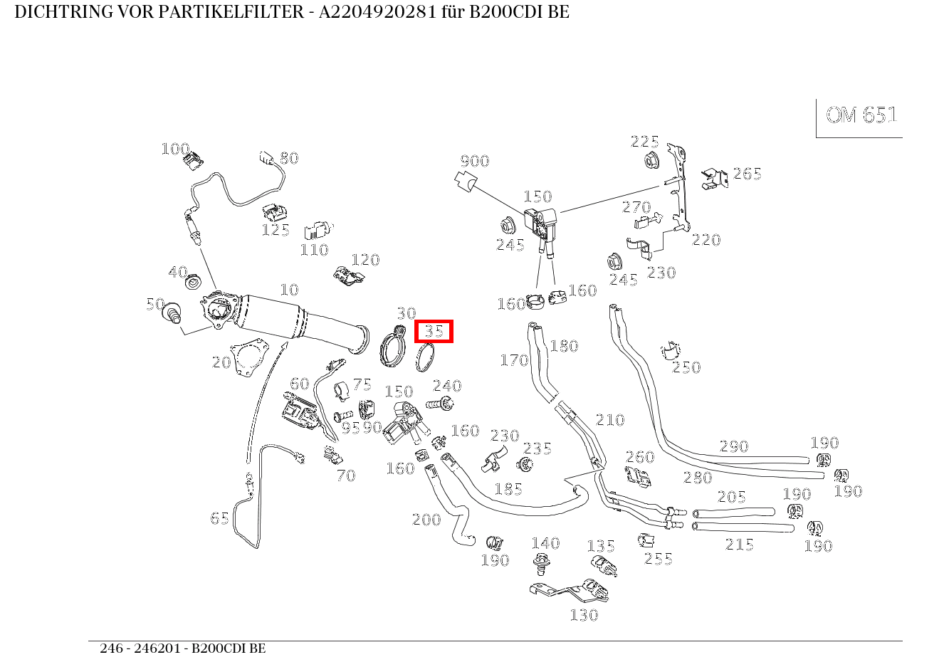 Dichtring VOR PARTIKELFILTER B200CDI BE 246 Dichtring VOR PARTIKELFILTER B200CDI BE 246