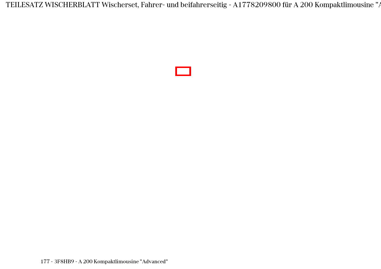 Teilesatz Wischerblatt Wischerset, Fahrer- und beifahrerseitig A 200 Kompaktlimousine "Advanced" 177 Teilesatz Wischerblatt Wischerset, Fahrer- und beifahrerseitig A 200 Kompaktlimousine "Advanced" 177