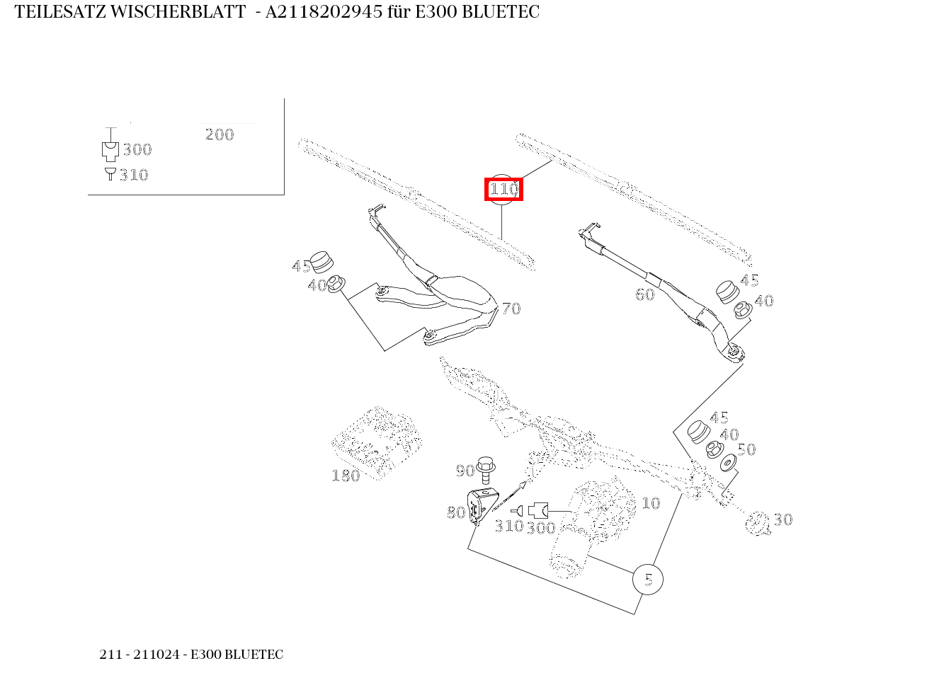 Teilesatz Wischerblatt E300 BLUETEC 211 Teilesatz Wischerblatt E300 BLUETEC 211