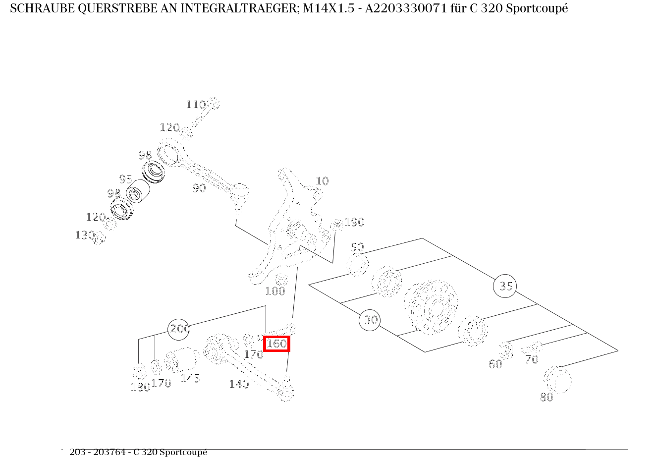 Schraube QUERSTREBE AN INTEGRALTRAEGER; M14X1.5 C 320 Sportcoupé 203