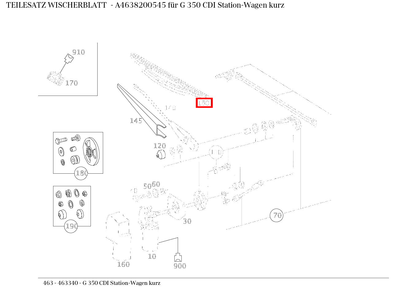 Teilesatz Wischerblatt G 350 CDI Station-Wagen kurz 463 Teilesatz Wischerblatt G 350 CDI Station-Wagen kurz 463