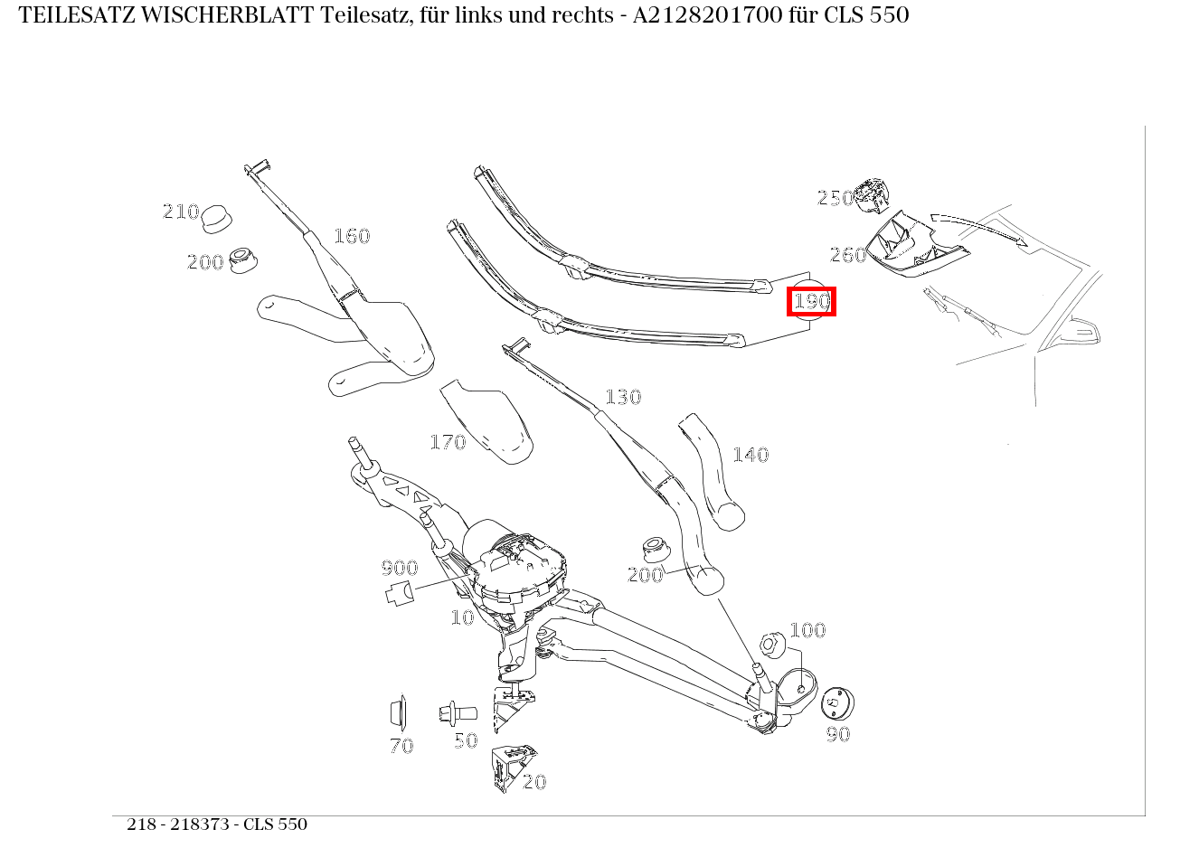 Teilesatz Wischerblatt Teilesatz, für links und rechts CLS 550 218 Teilesatz Wischerblatt Teilesatz, für links und rechts CLS 550 218