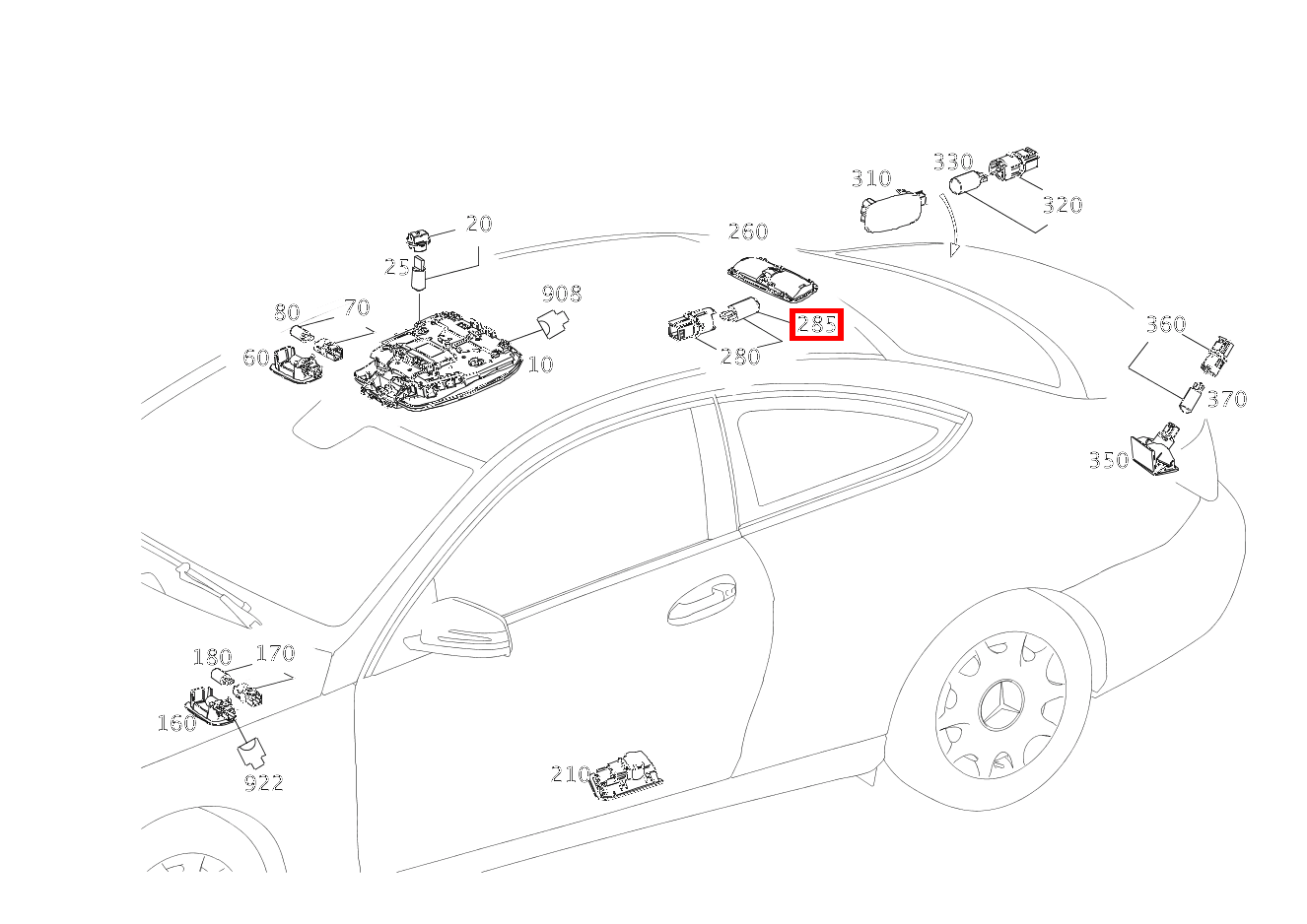 Glühlampe DECKENLEUCHTE HINTEN; 12V-6W C63AMG BlackSeries 204