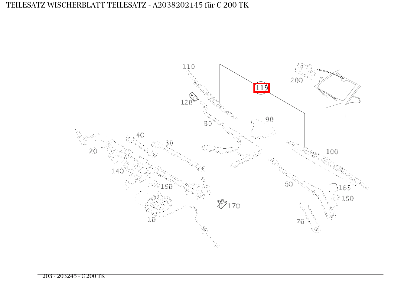Teilesatz Wischerblatt TEILESATZ C 200 TK 203 Teilesatz Wischerblatt TEILESATZ C 200 TK 203