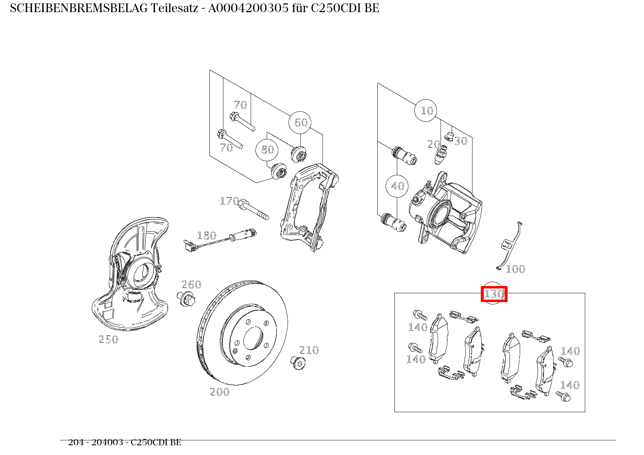 Scheibenbremsbelag Teilesatz C250CDI BE 204 Scheibenbremsbelag Teilesatz C250CDI BE 204