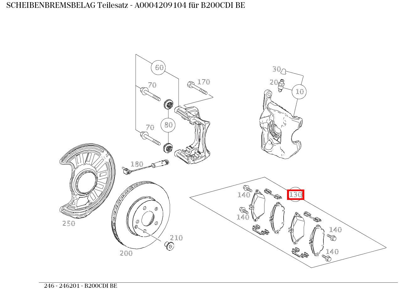 Scheibenbremsbelag Teilesatz B200CDI BE 246 Scheibenbremsbelag Teilesatz B200CDI BE 246