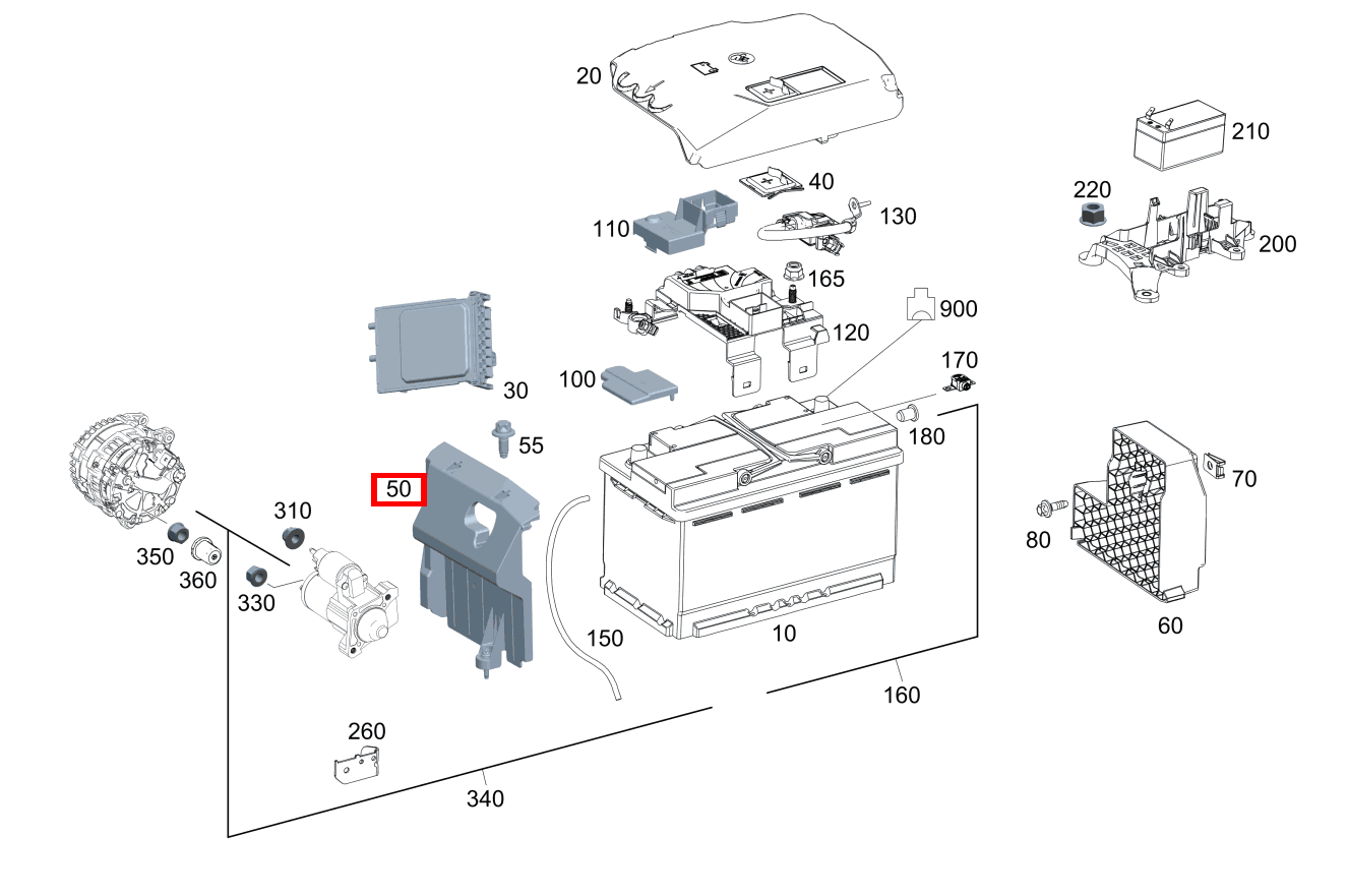 Seitenwand Starterbatterie E 320 Limousine 211