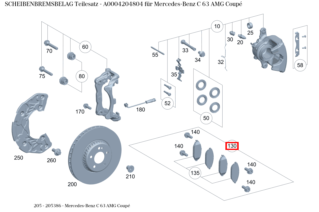Scheibenbremsbelag Teilesatz Mercedes-Benz C 63 AMG Coupé 205