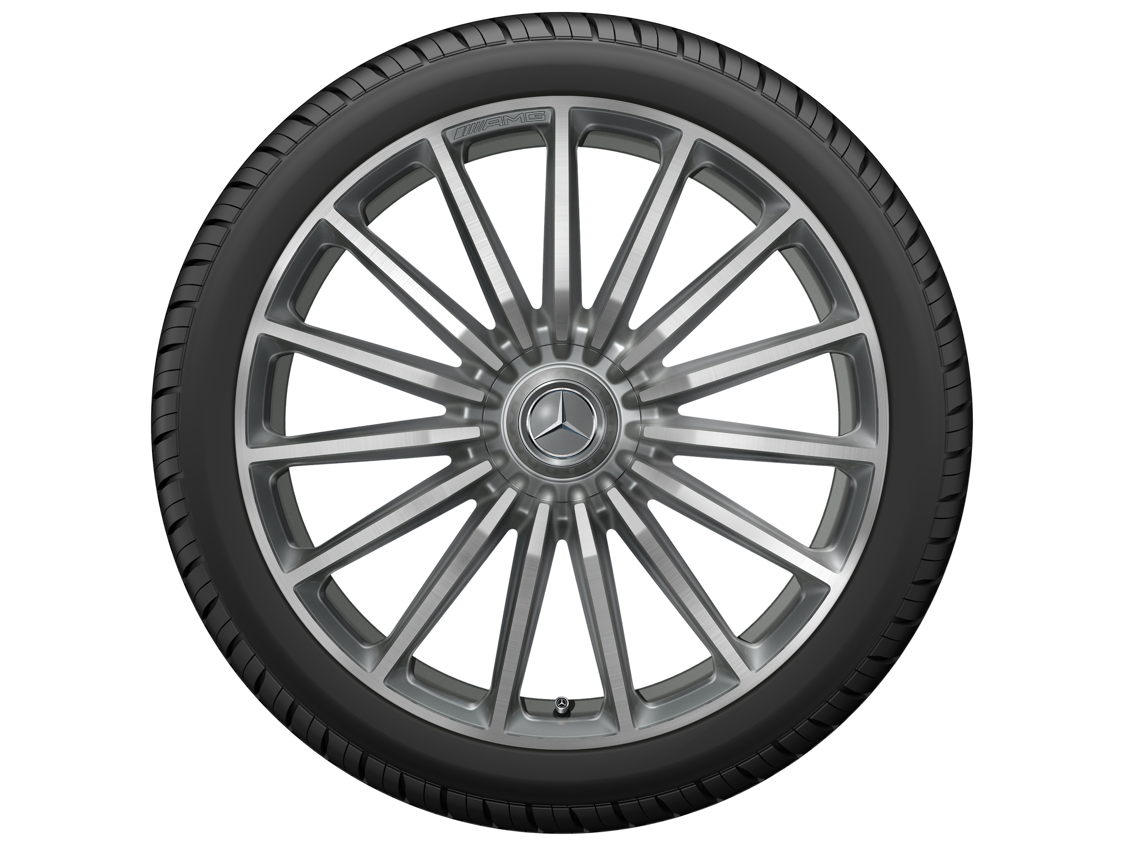 AMG Vielspeichen-Rad, 22 Zoll, 11,5 J x 22 ET 47, titangrau, Felgenhorn glanzgedreht