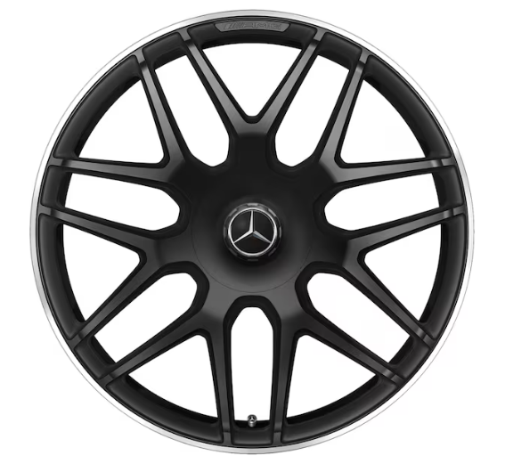 AMG Schmiederad 22 Zoll, 10 J x 22 ET 36, schwarz matt, Felgenhorn glanzgedreht AMG Schmiederad 22 Zoll, 10 J x 22 ET 36, schwarz matt, Felgenhorn glanzgedreht