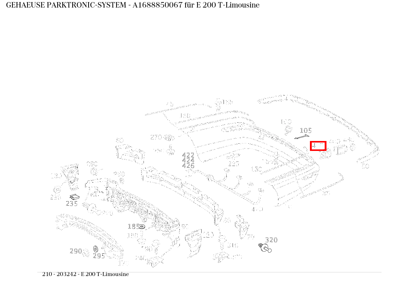 Gehäuse PARKTRONIC-SYSTEM E 200 T-Limousine 210 Gehäuse PARKTRONIC-SYSTEM E 200 T-Limousine 210