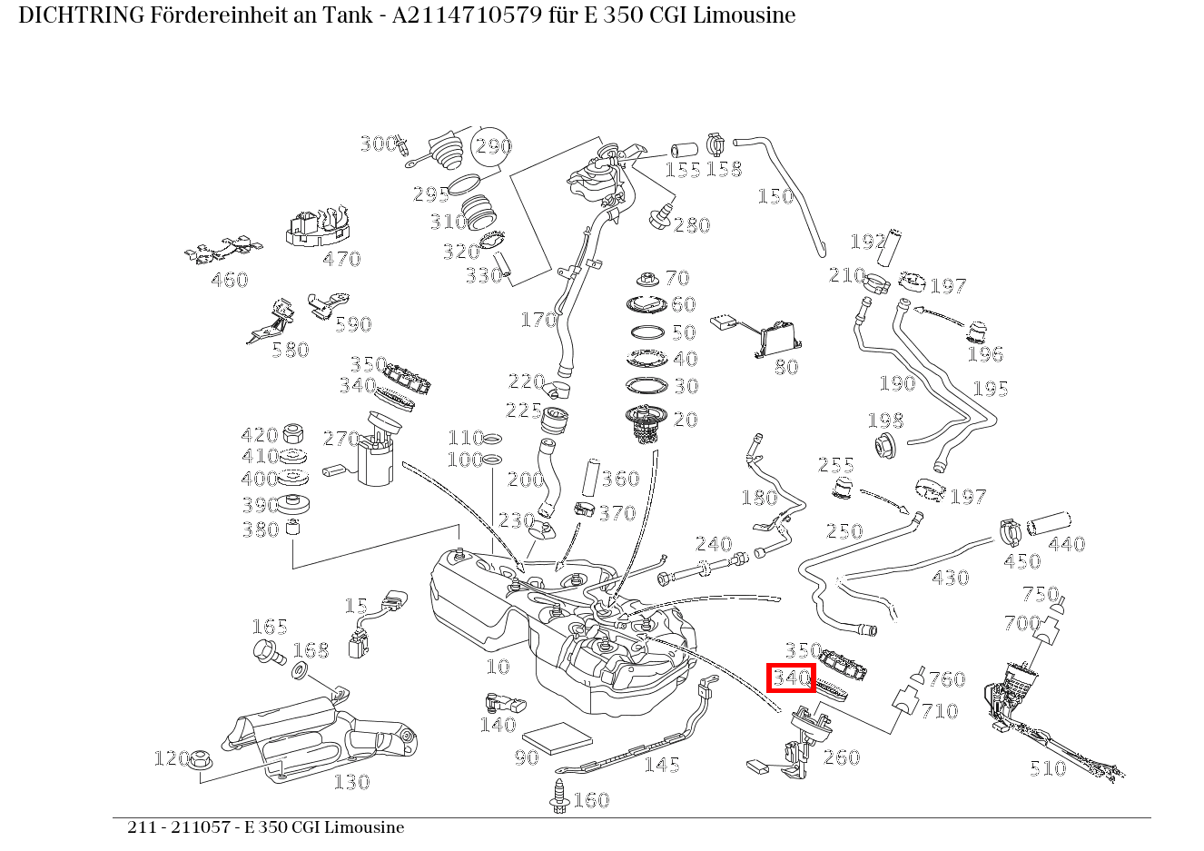 Dichtring Fördereinheit an Tank E 350 CGI Limousine 211 Dichtring Fördereinheit an Tank E 350 CGI Limousine 211