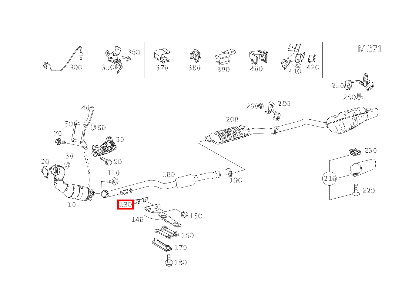 Platte Halter an Auspuffrohr vorn E200CGI BE CA 207