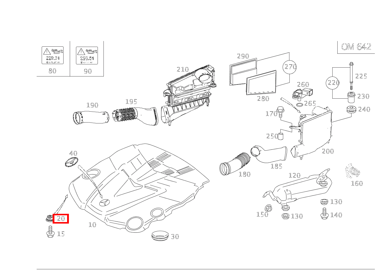 Elastomerlager ABDECKBLECH R 300 CDI SUV-Tourer (langer Radstand) 251
