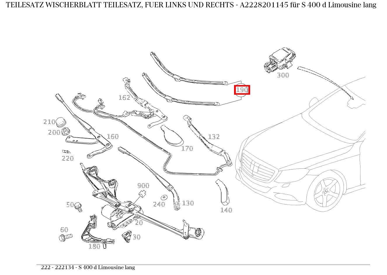 Teilesatz Wischerblatt TEILESATZ, FUER LINKS UND RECHTS S 400 d Limousine lang 222