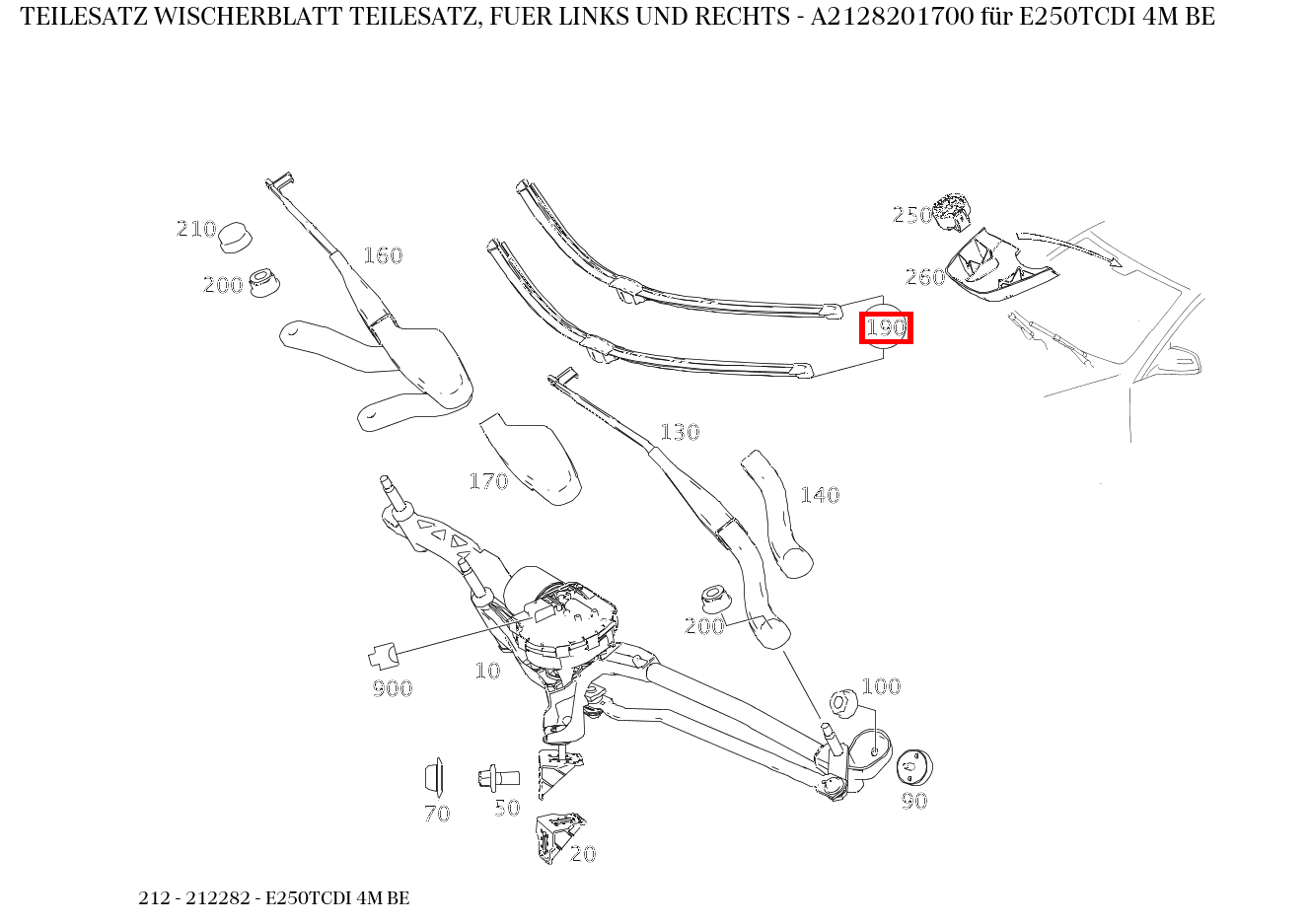 Teilesatz Wischerblatt TEILESATZ, FUER LINKS UND RECHTS E250TCDI 4M BE 212 Teilesatz Wischerblatt TEILESATZ, FUER LINKS UND RECHTS E250TCDI 4M BE 212