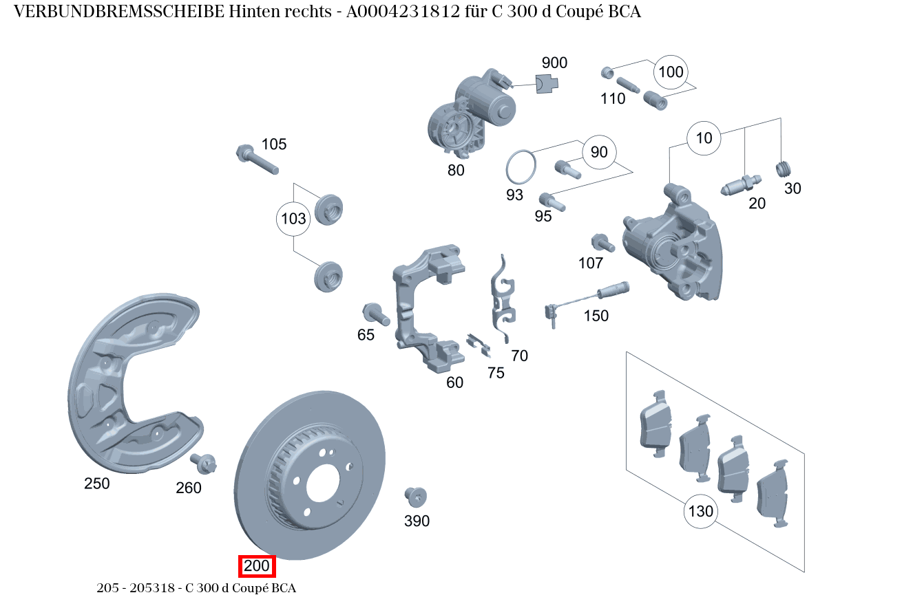 Verbundbremsscheibe Hinten rechts C 300 d Coupé BCA 205