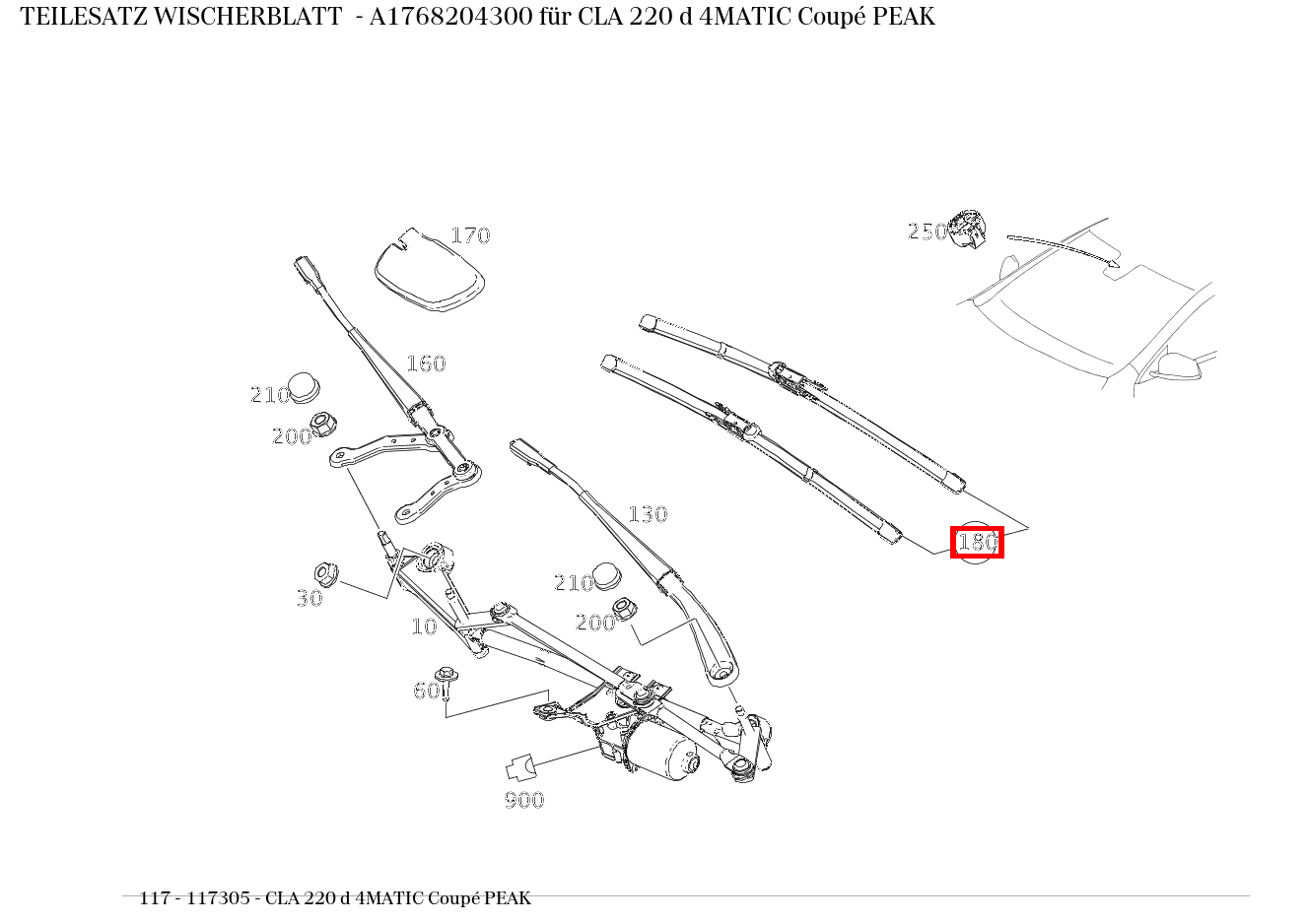 Teilesatz Wischerblatt CLA 220 d 4MATIC Coupé PEAK 117