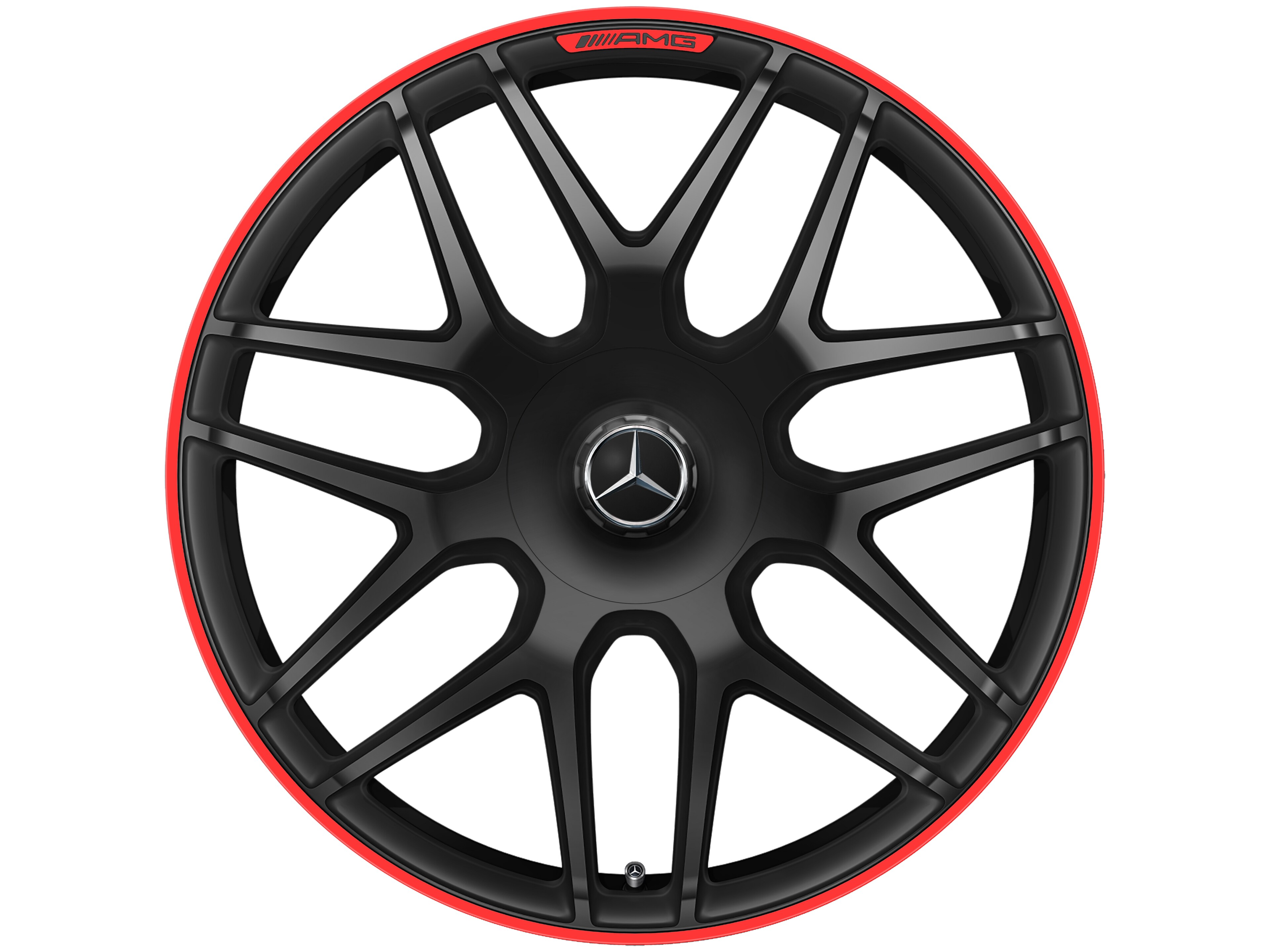 Mercedes-Benz - AMG Schmiederad 22 Zoll, Felgenhorn rot lackiert 10 J x 22 ET 36, schwarz matt