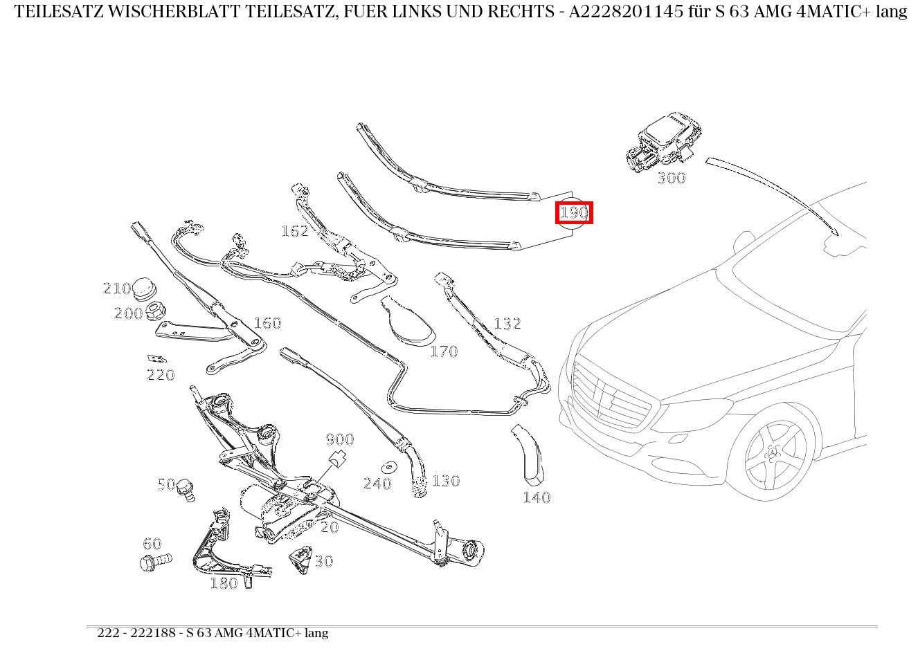 Teilesatz Wischerblatt TEILESATZ, FUER LINKS UND RECHTS S 63 AMG 4MATIC+ lang 222