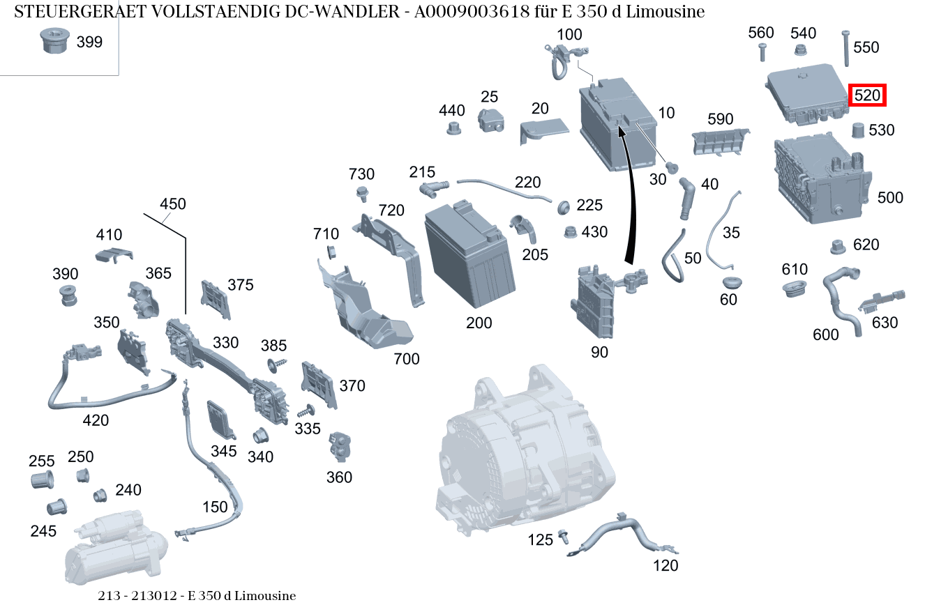 Steuergerät vollständig DC-WANDLER E 350 d Limousine 213 Steuergerät vollständig DC-WANDLER E 350 d Limousine 213