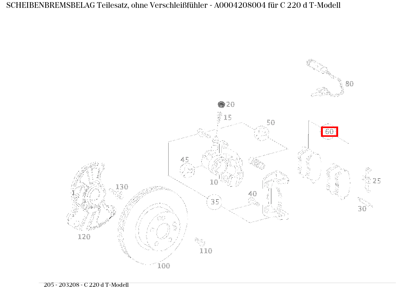 Scheibenbremsbelag Teilesatz, ohne Verschleißfühler C 220 d T-Modell 205 Scheibenbremsbelag Teilesatz, ohne Verschleißfühler C 220 d T-Modell 205