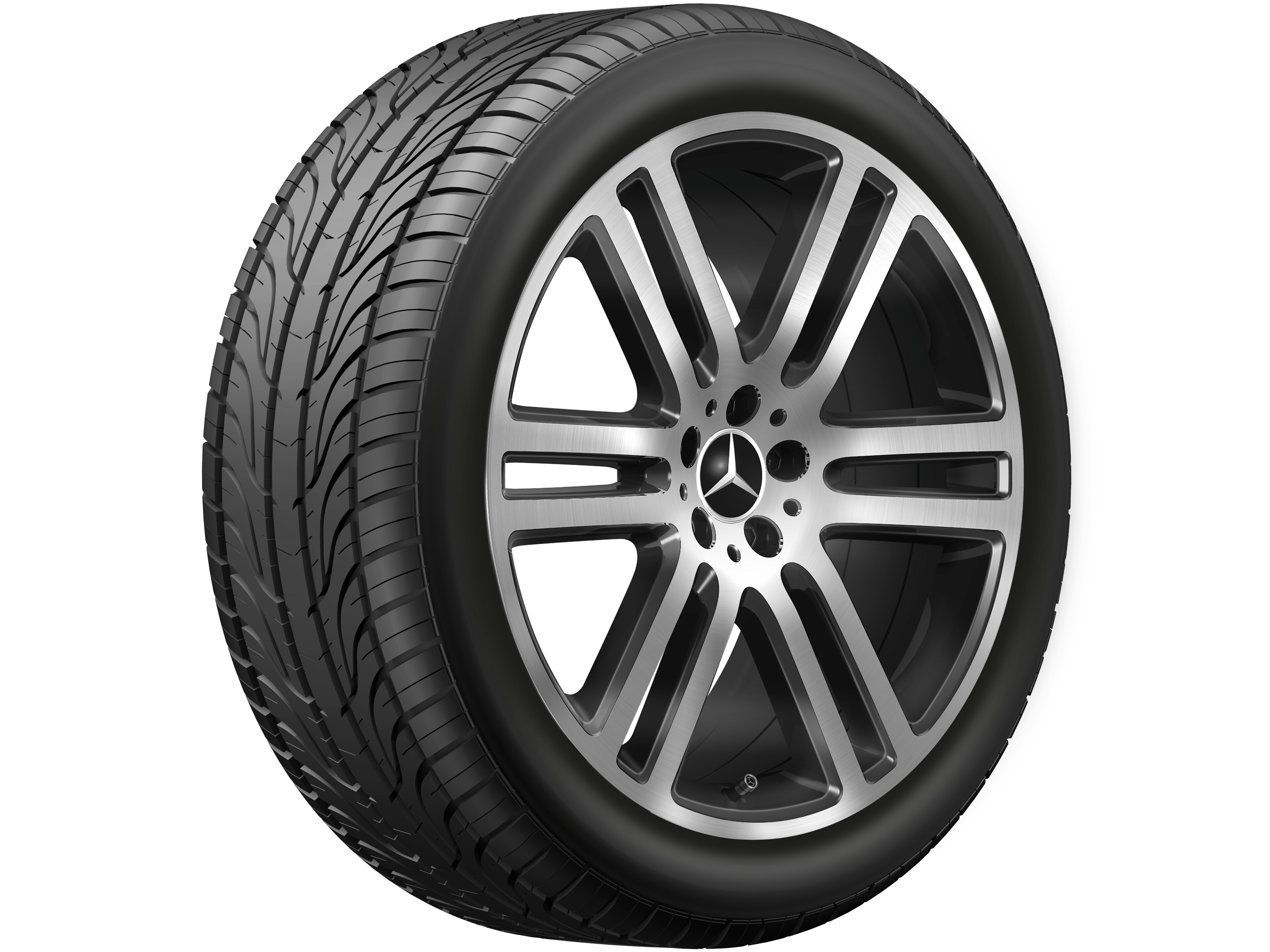 6-Doppelspeichen-Rad, 21 Zoll, 10 J x 21 ET 54,6, schwarz, glanzgedreht
