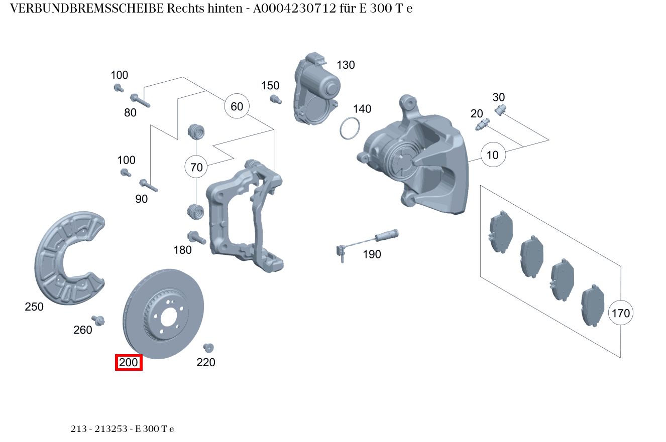 Verbundbremsscheibe Rechts hinten E 300 T e 213
