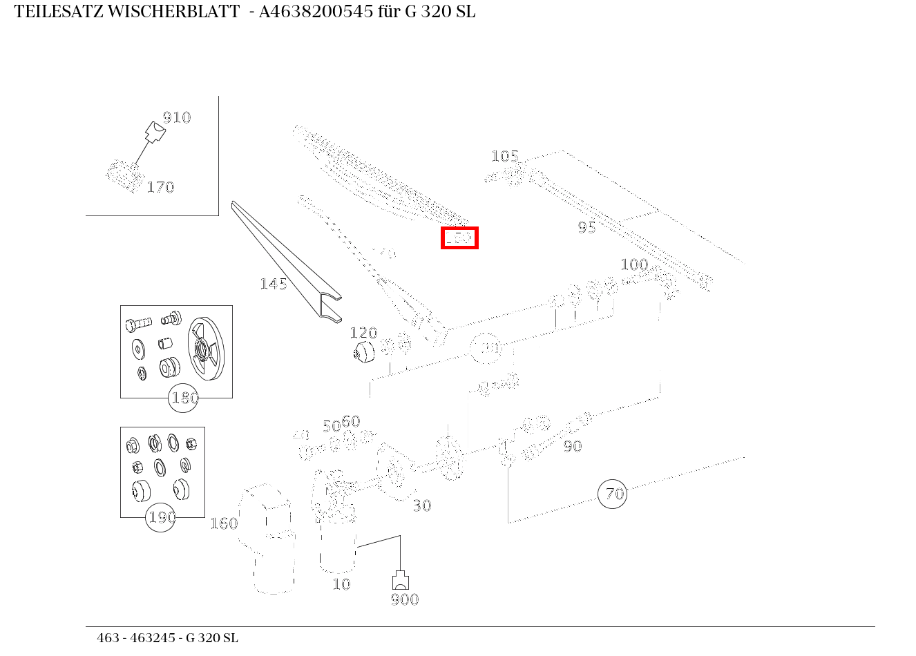 Teilesatz Wischerblatt G 320 SL 463 Teilesatz Wischerblatt G 320 SL 463