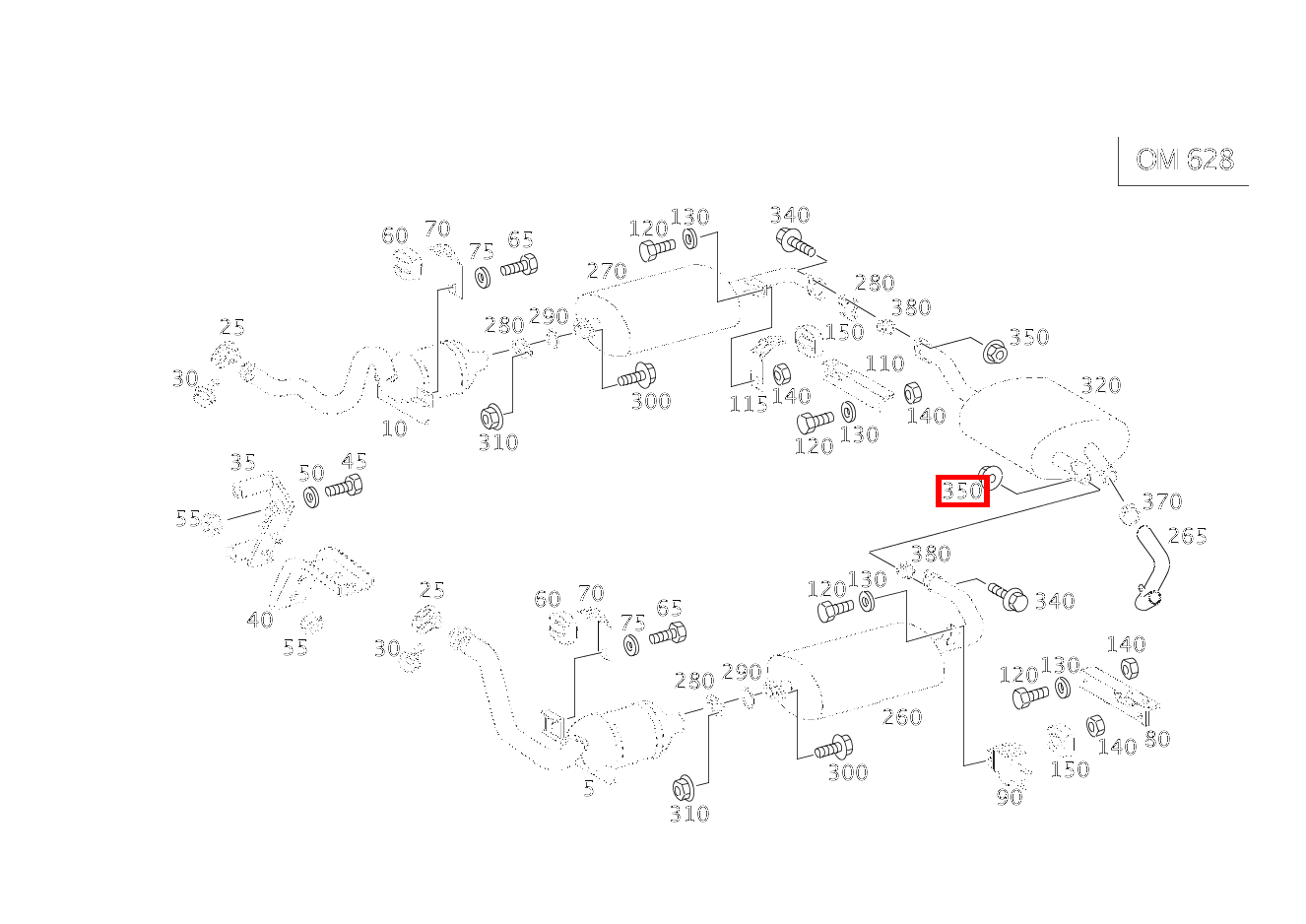 Sechskantmutter ZWISCHEN AUSPUFFLEITUNG HINTEN LINKS UND HINTEN RECHTS; M8 G 400CDI 4X4 2850 463 Sechskantmutter ZWISCHEN AUSPUFFLEITUNG HINTEN LINKS UND HINTEN RECHTS; M8 G 400CDI 4X4 2850 463