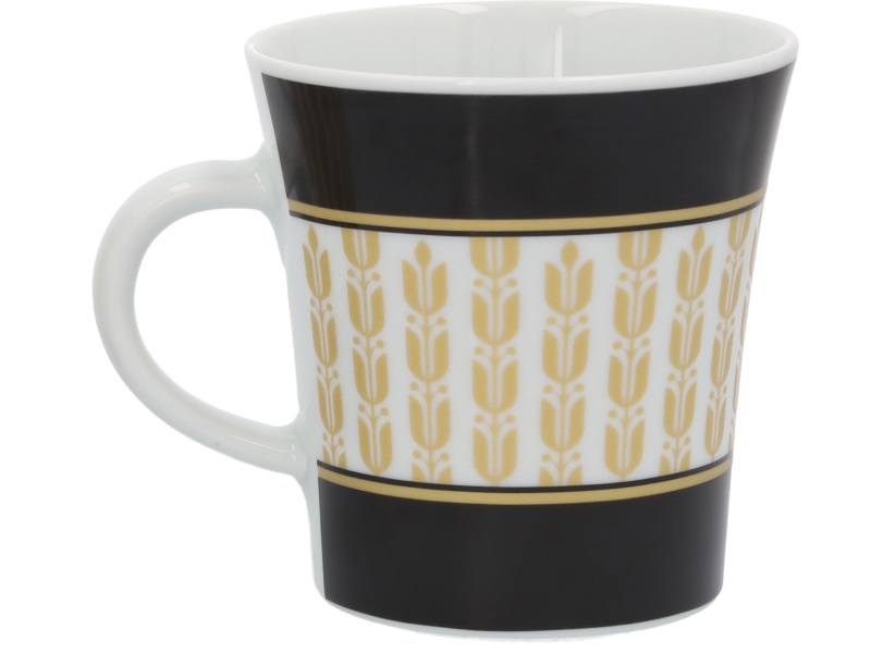 Kaffeebecher, 300 ml schwarz / weiß / goldfarben, Porzellan, 300 ml Kaffeebecher, 300 ml schwarz / weiß / goldfarben, Porzellan, 300 ml