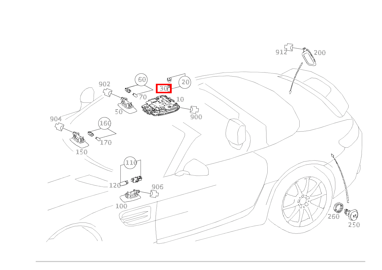 Glühlampe IN DACHBEDIENEINHEIT; 12V-6W Mercedes-AMG GT Roadster 190