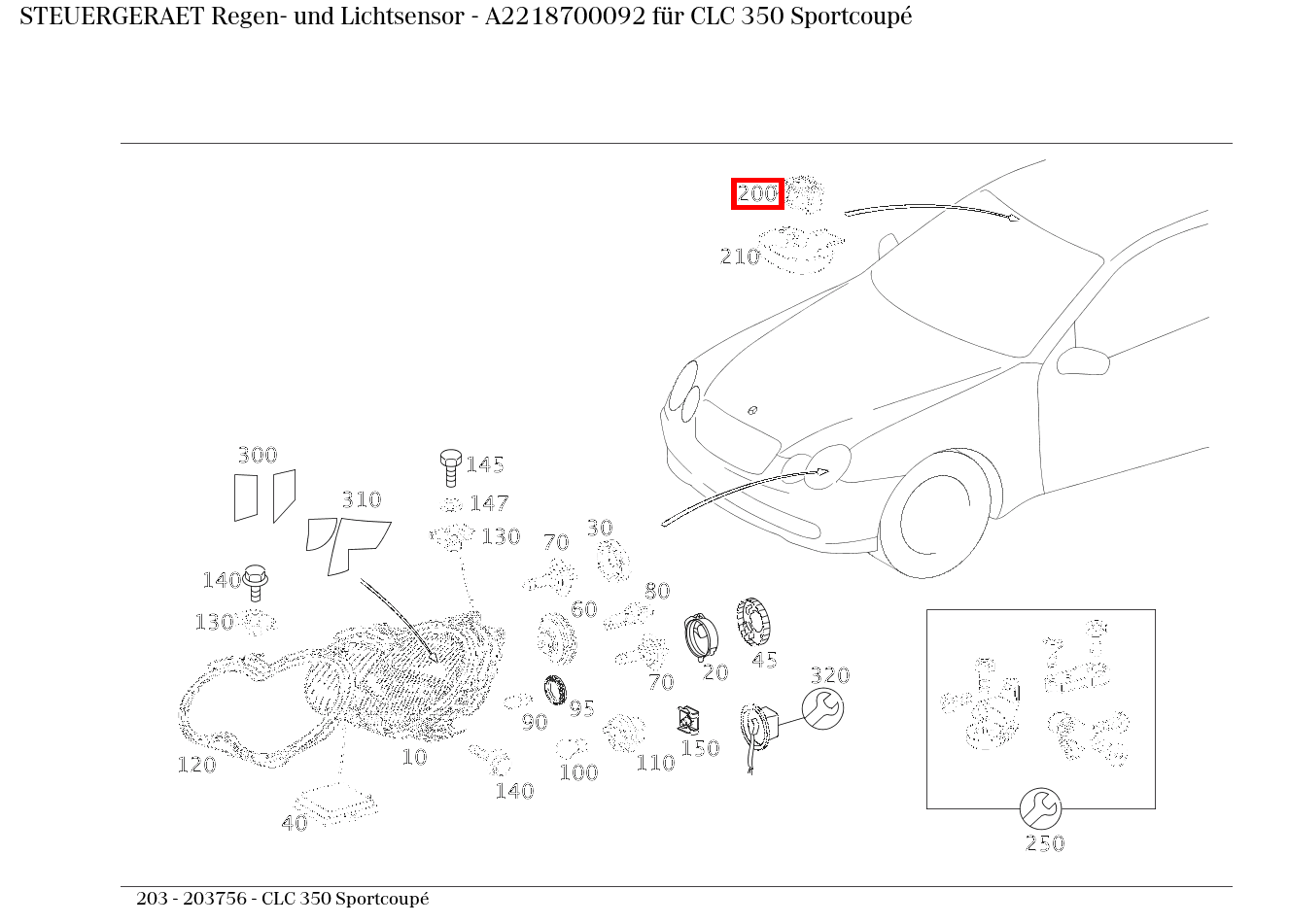 STEUERGERAET Regen- und Lichtsensor CLC 350 Sportcoupé 203
