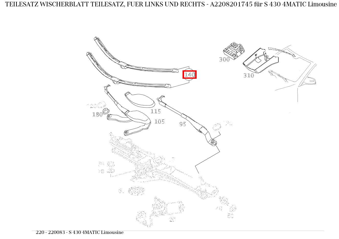 Teilesatz Wischerblatt TEILESATZ, FUER LINKS UND RECHTS S 430 4MATIC Limousine 220