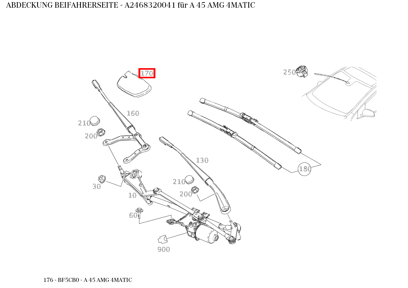 Abdeckung BEIFAHRERSEITE A 45 AMG 4MATIC 176