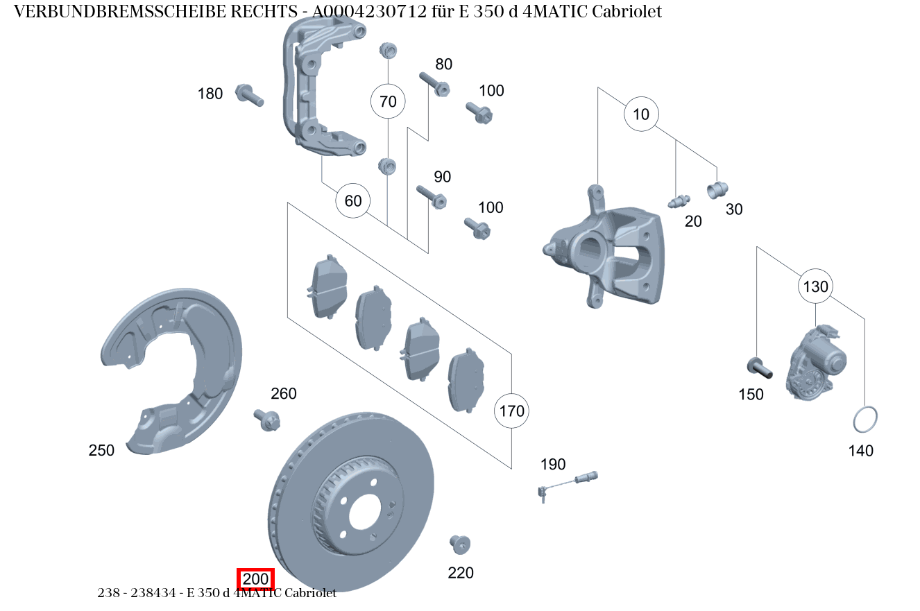 Verbundbremsscheibe RECHTS E 350 d 4MATIC Cabriolet 238