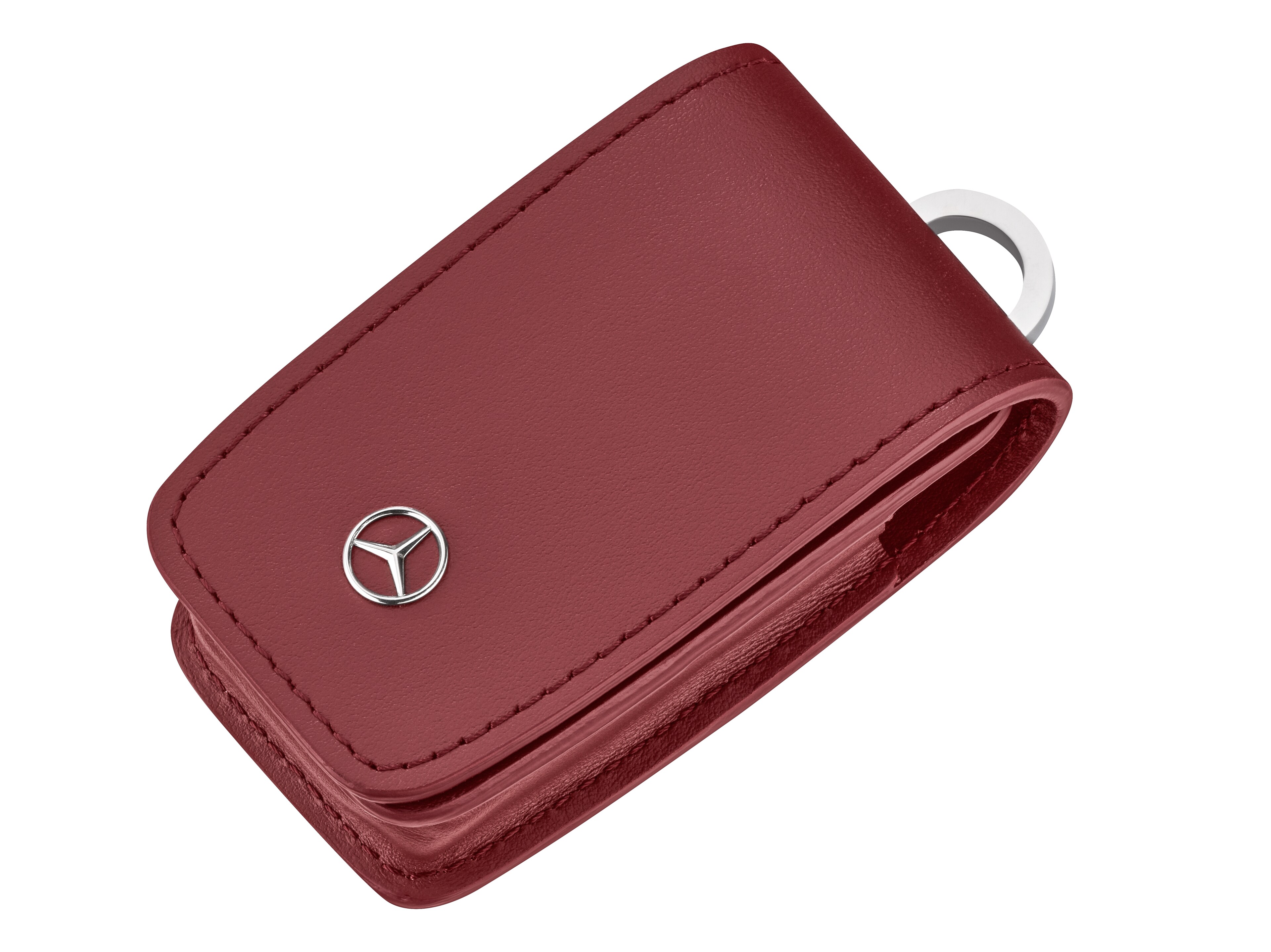 Mercedes-Benz - Schlüsseletui rot, Rindleder / Edelstahl