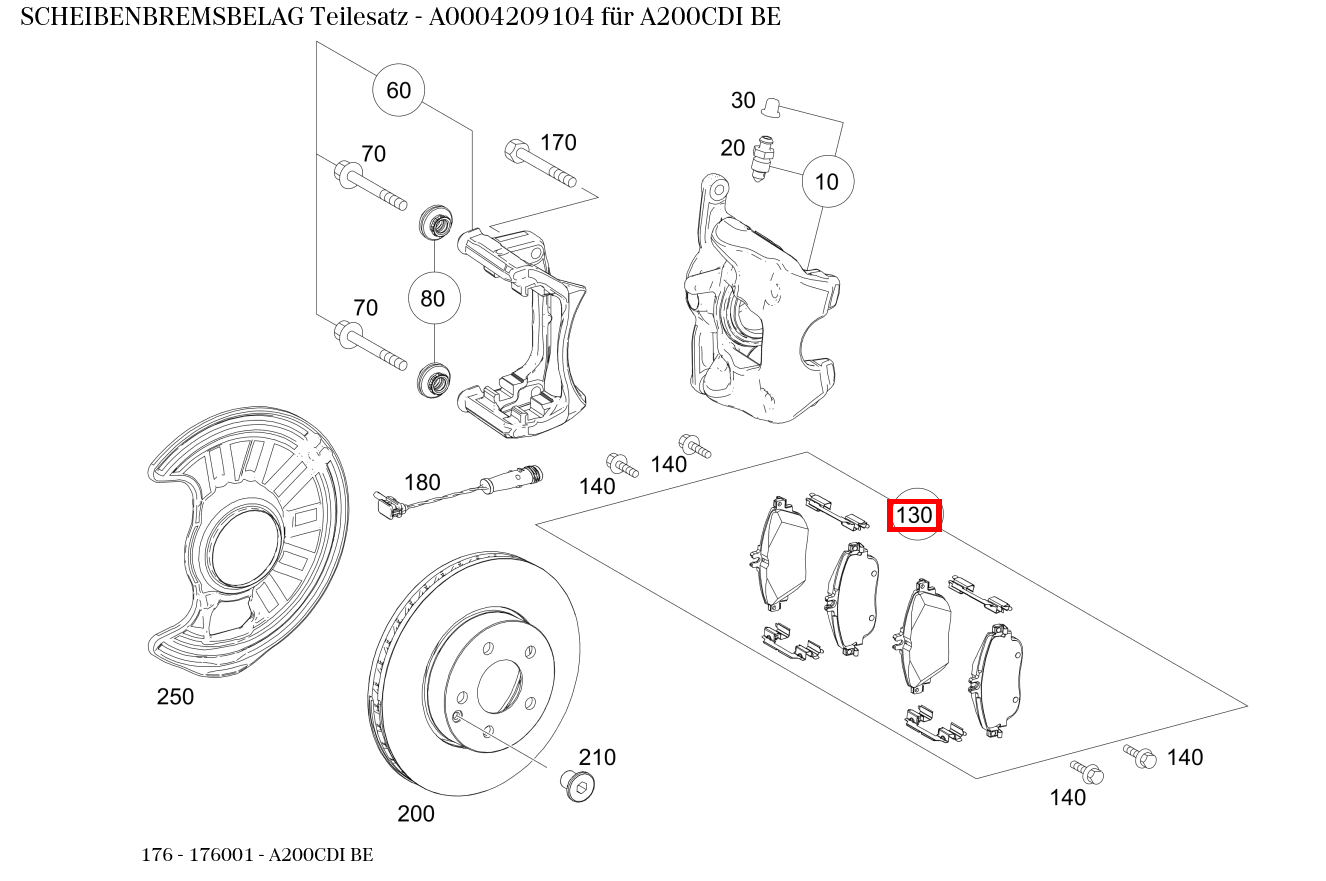 Scheibenbremsbelag Teilesatz A200CDI BE 176 Scheibenbremsbelag Teilesatz A200CDI BE 176