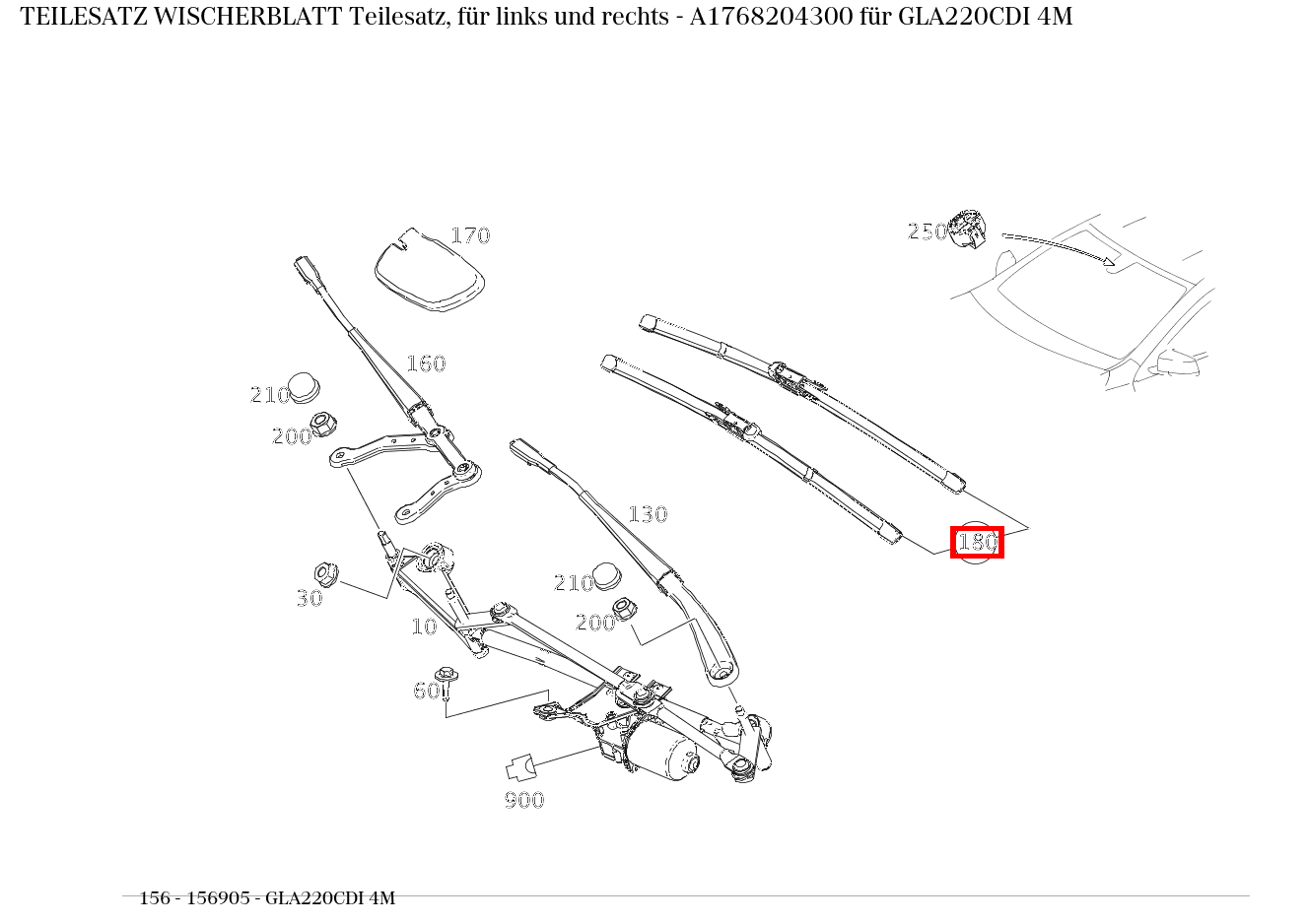 Teilesatz Wischerblatt Teilesatz, für links und rechts GLA220CDI 4M 156