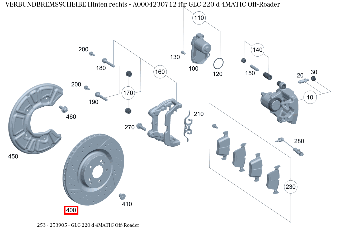 Verbundbremsscheibe Hinten rechts GLC 220 d 4MATIC Off-Roader 253