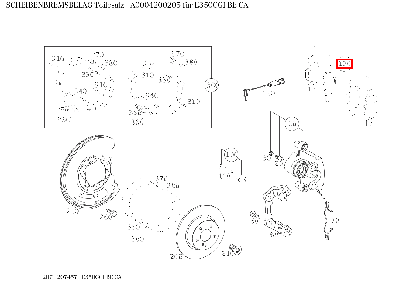 Scheibenbremsbelag Teilesatz E350CGI BE CA 207 Scheibenbremsbelag Teilesatz E350CGI BE CA 207